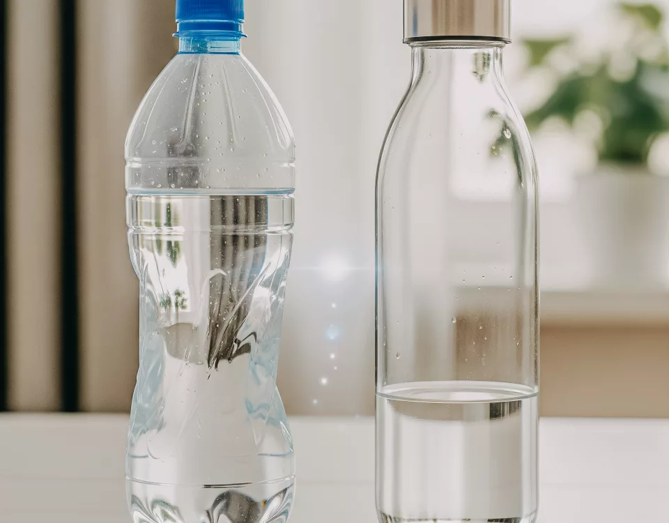 Illustration de bouteille en plastique ou verre pour le choix de matériaux