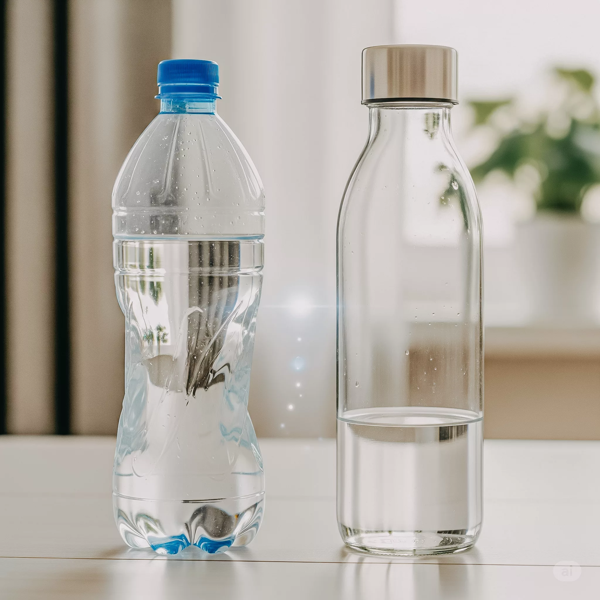 Illustration de bouteille en plastique ou verre pour le choix de matériaux